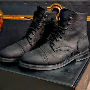 Women's Thursday Boot Captain Matte Black Leather Lace Up Boots Size 8.5